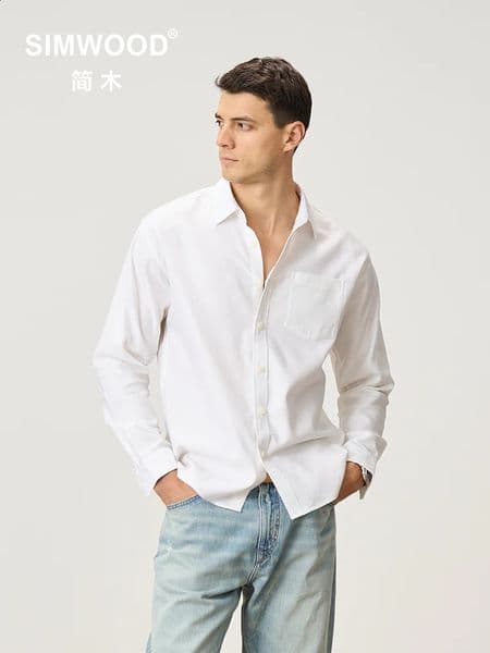 Spring Summer 170gsm Cool Breathable Linen Cotton Blend Fabric Shirts Men Comfortable Tops 250912BANJIA