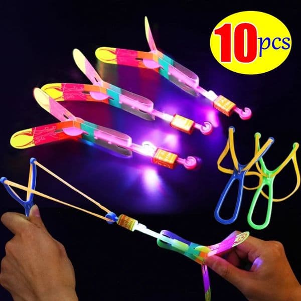 Lots Round Whistle Flying Sword Toys LED Blueflash Rubber Slings Catapult Toy Childrens Mini Flying Machine Toy Gifts 250912BJ