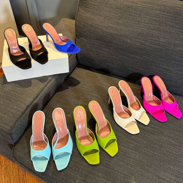 New Mesh series mule slippers sandals Open toe lace Stiletto Heel sole Slides women's Luxury Designers Evening Dress shoes factory footwear with box size 35-42
