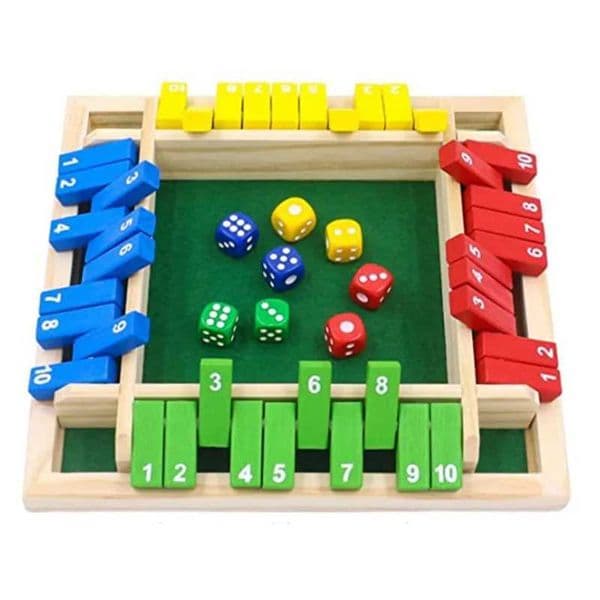 2026 New Deluxe Four Sided 10 Numbers Shut The Box Board Game Set Toy Dice Party Club Drinking Games For Adults Families L250911 Designer