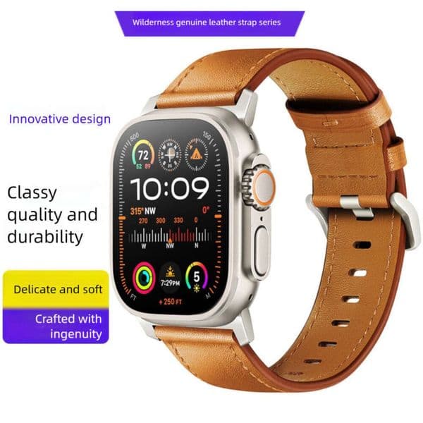 Suitable for Apple/Samsung Apple Watch 10th Generation Ultra Wilderness Edition Top Layer Cowhide Genuine Leather Strap Snake Pattern