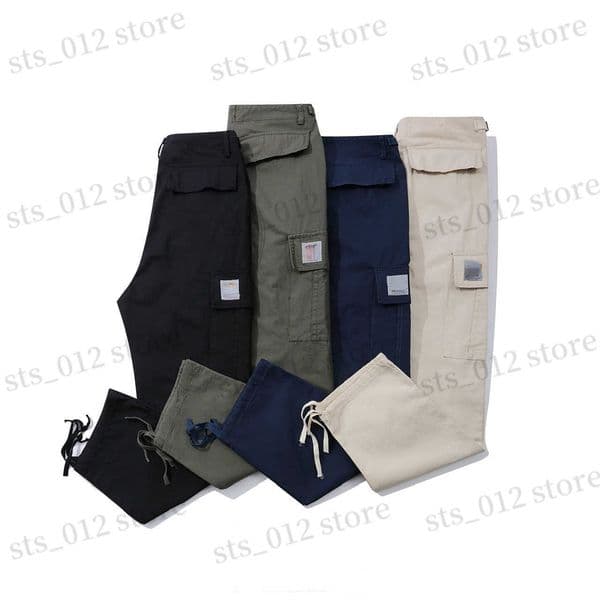 Men's Pants 2025 Grid Cotton Multi-Pocket Washed Work Pants Men's Pants Casual Long Pants T250910