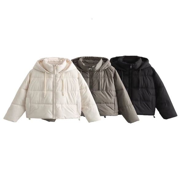 European and American style womens clothing cotton short hooded thick jacket coat 250911
