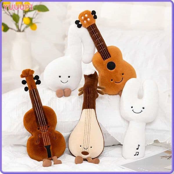 Cute Musical Plush Toys Soft Violin Guitar Pipa Tuning Fork Note Stuffed Doll Instrument Gift for Kid Music Lover Birthday Gifts Z250912