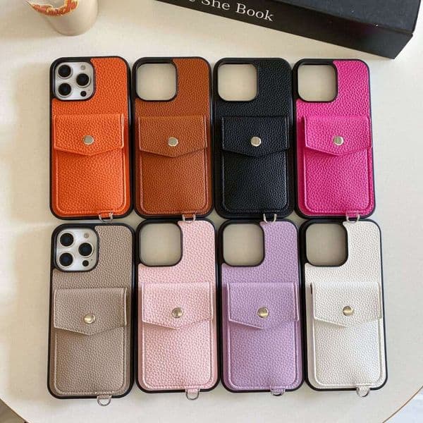 Compatible With Apple 17 Iphone 13 Pro Max Texture Genuine Leather Feel Holder Insert Card Phone Case 15