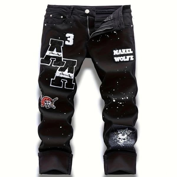 European and American fashion cuttingedge trend locomotive style retro old jeans 250911BJ