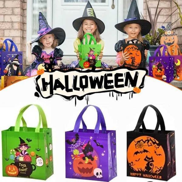 Halloween Treat Bags NonWoven Pumpkin Bat Design Tote Bags Cute TrickorTreat Party Favors for Kids with Handles X250913