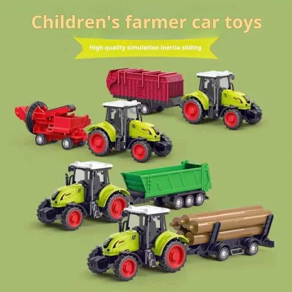 Simulation Farmers Car Lawn Mower Tractor Pull Back Kids Toys Inertial Vehicle Engineering Excavator Model ToyBoy Birthday Gift W250913