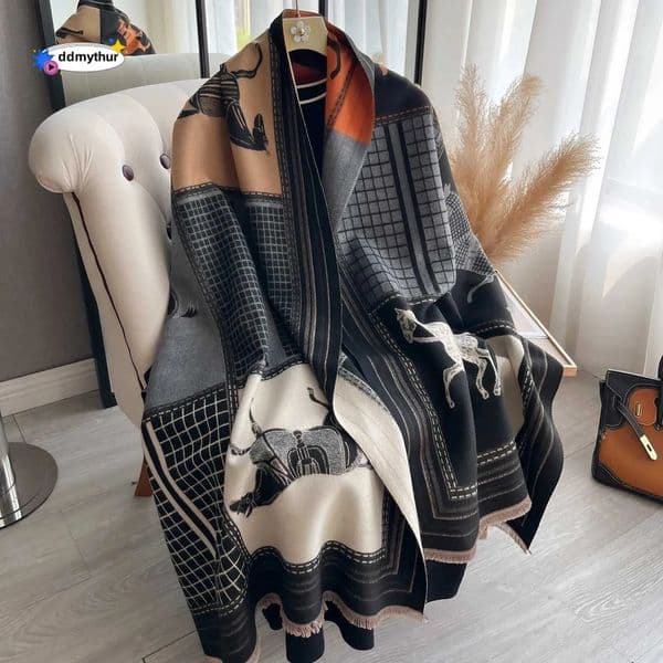 Autumn Winter Women Pashmina Shawls and Wraps Cashmere Blanket Warm Thick Stoles for Ladies Outdoor Scarf 2024 New Print G250818 ddmythurL260521JMMM