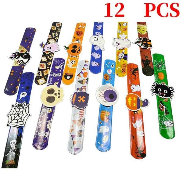 Halloween Slap Bracelets Kids Party Favors DIY EcoFriendly PVC 12 Patterns wristband Bands Festival Decor Gifts for Boys Girls X250913