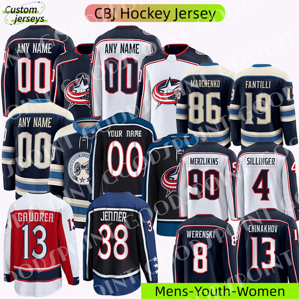 CBJ hockey Gaudreau #38 Boone Jenner Werenski Merzlikins Sean Monahan Blue Jackets Adam Fantilli Kirill Marchenko Johnny 2025 mens jersey