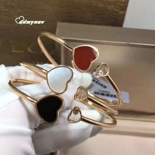 High-version Love Side Dia Red Agate White Fritillary Without Fading V Gold High-end Gold-plated Opening Lats Original Bracelet ddmynov