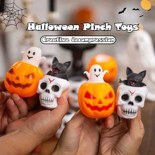 3Pcs Halloween Pinch Toys Pumpkin Bat Ghosts Childrens Favorite Halloween Party Supplies Stress Relieving Toys Birthday Gifts X250913