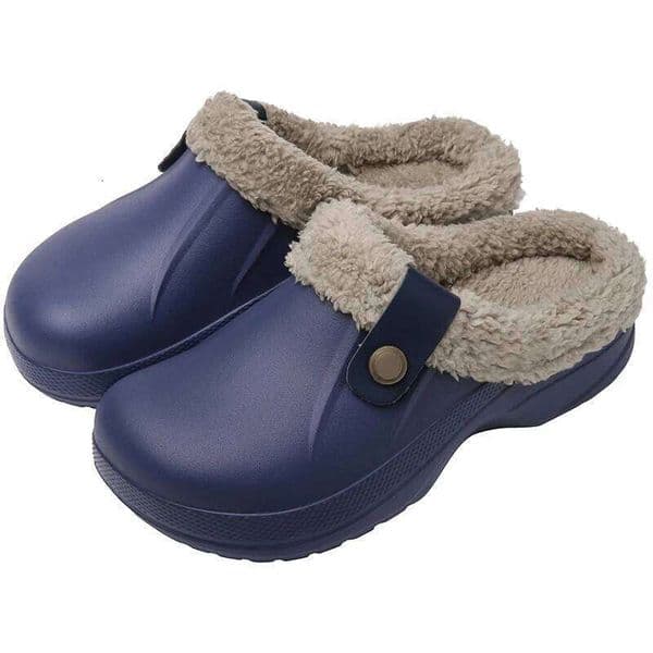 New Waterproof Women Fur Clogs Slippers Winter Men Garden Outdoor Antiskid Mules Indoor Soft House Shoes