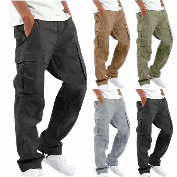 men's Pants Outdoor Mens Cargo Black Cotton Pure Color Overalls Streetear Men Straight Trouser Pocket Sweatpants 5XL AAA Discount for in-store purchas