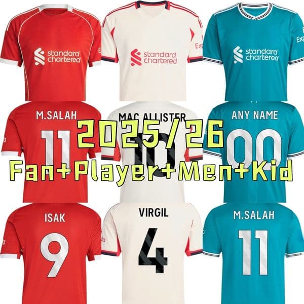 LFC Jersey 25 26 Soccer Mohamed Salah Ryan Gravenberch Rio Ngumoha Alisson Becker Ibrahima Konate Milos Kerkez Curtis Jone Wataru Endo Joe Gomez Player Away Third