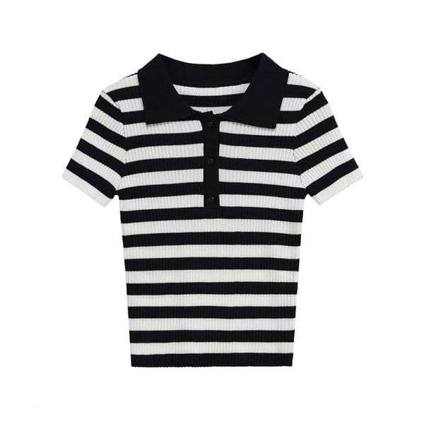 TRAF ZR New Knitted Womens Short Sleeve Shirt Y2k s Shirts Striped Top Pulovers Tee Tshirt Ladies 2025 Wear Z250912