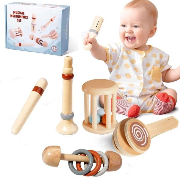 Baby Musical Toys Montessori Toys Wooden Percussion Instruments Set oddler Music Toys Preschool Educational Birthday Gift C250913
