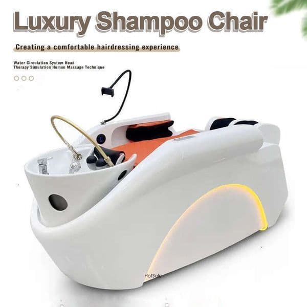 2025 Hair Salon & Barber Shop Use Hair Washing Massage Luxury Shampoo Chair High Class Luxury Design Head Spa Comfort Shampoo Bed Hair Salon Furniture