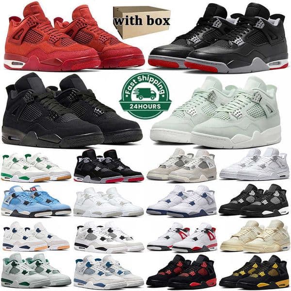 4 baskteball with shoes for men women leather mesh black cat by brick white red blue pink olive green mens outdoors trainers sneakers 3647