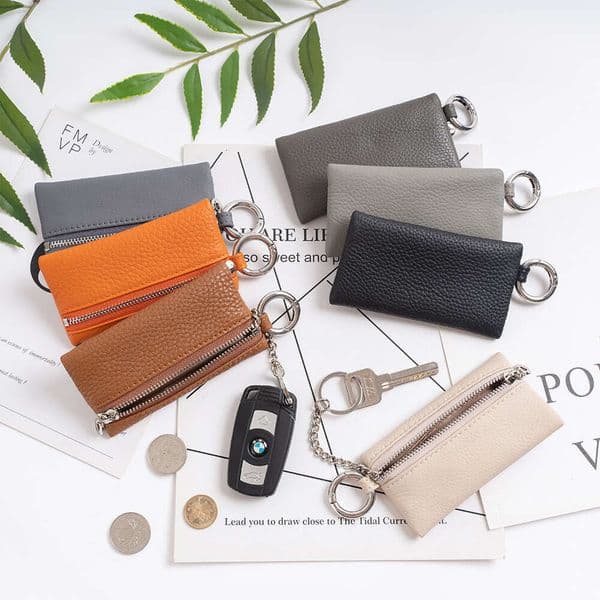 Genuine Leather Coin Purse for Women, Ins Key Wallet, Zipper Japanese Style Pendant Mini Bag, Cowhide Keychain Bag designer wallet B5
