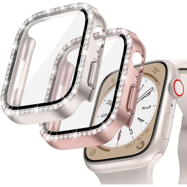 Goton 2-Pack Bling Case Apple Watch Screen Protector 40mm SE 3/2/1, Series 6/5/4, Women Glitter Dia Rhinestone Bumper Face Cover for iWatch Accessories 40 mm