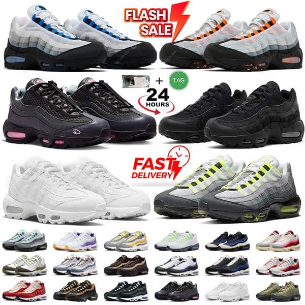Top Free Shipping Mens 95 95s Neon designer Running Shoes Classic Triple Black White Yellow Cool Grey Olive Midnight Navy Men Trainers Sports Sneakers