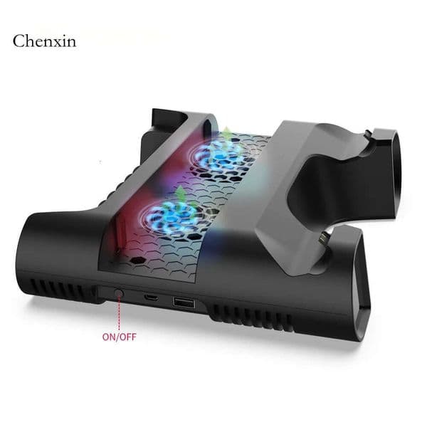 Ps4 Stand Cooling Fan For Playstation 4/Slim/Pro With Dual Controller EXT Port Charger Dock Station And 10 Game Slots