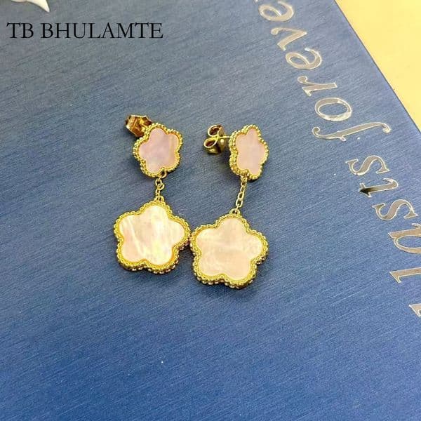 TB BHULAMTE Gold-Plated Double Layer Pentagonal Flower Tassel Earrings - Elegant Multifunctional Designer Jewelry Accessories S260325