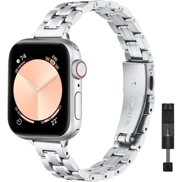 STIROLL Thin Replacement Band Compatible Apple Watch 38mm 40mm 41mm 42mm(Series 11 10), Stainless Steel Metal Wristband Women Men for iWatch Ultra SE Series 9 8