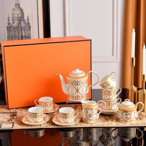 Vintage European Ceramic 15-Piece Coffee Set, Traditional Design, Perfect for Special Events, Gifting, or Home Decor with Premium Quality and Lasting Durability