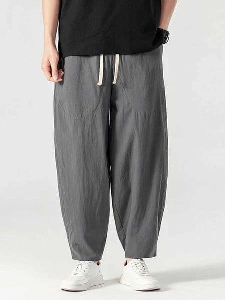 Casual Linen Jogger Pants Men Baggy Casual Trousers Male Walking Wide leg Loose Cotton Sweatpants Chinese SummerXJ250915