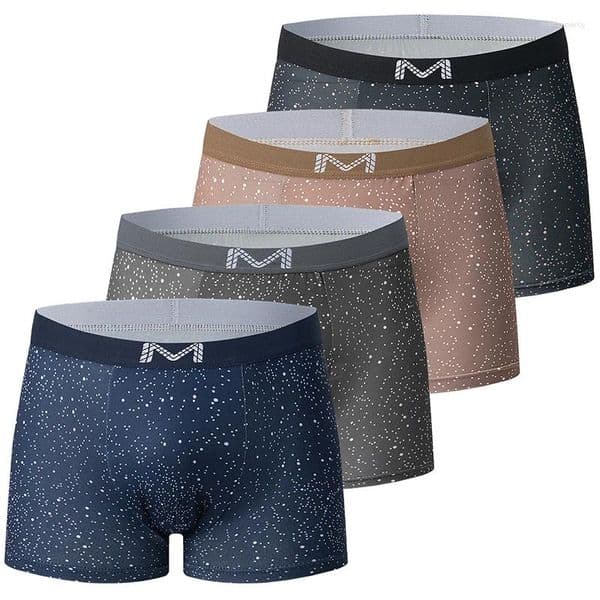 Underpants 4-piece Men's Starry Sky Printed Fashionable Versatile Underwear Comfortable Boxer Shorts Youth Plus Size Sports Base