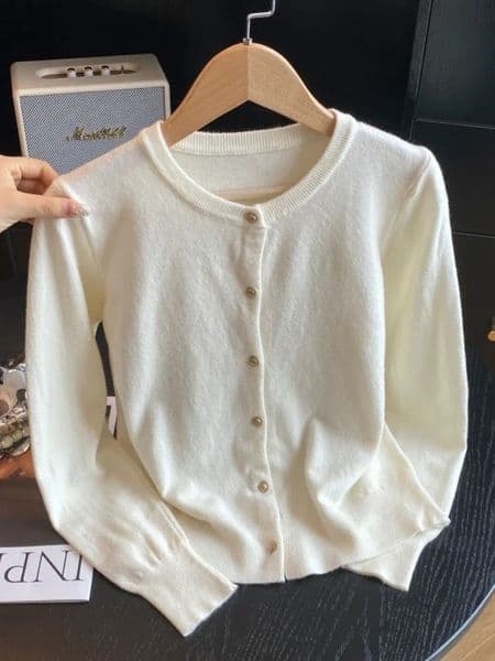 Zjaiss 2025 Autumn Winter Casual Warm Long Sleeve Single Breasted Knitted Sweater Korean Fashion Golden Button Cardigans 250915BANJIA