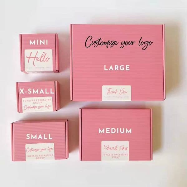 Corrugated Cardboard Mail Pink Folding Shipping Clothing Packaging Box with