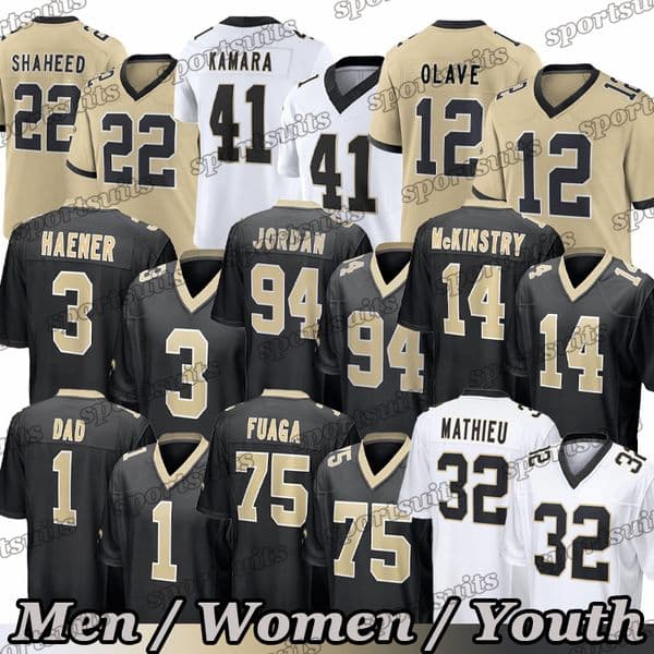 Chris Olave 41 Alvin Kamara Derek CarrFootball Jersey Rashid Shaheed Tyrann Mathieu Taysom Hill Spencer Rattler Demario Davis Ga'Quincy McKinstry Jamaal Williams