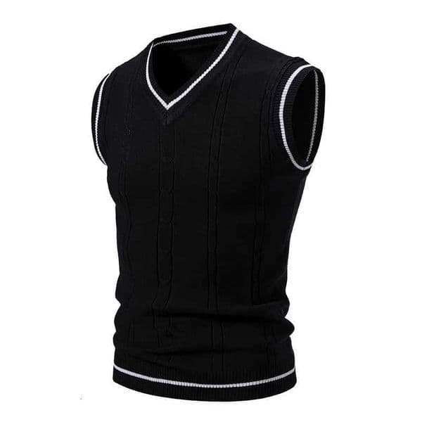 Autumn Winter Mens Knit Vests VNeck Sleeveless Slim Fit Knitted Pullovers Men Fashion Patchwork Smart Casual Sweater Vest Man W250915