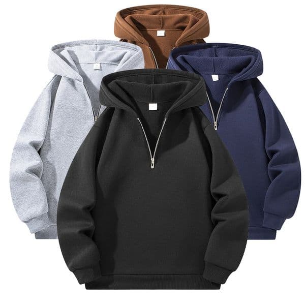 Mens Half Zipper Hooded Hoodies Solid Color Long Sleeve Sweatshirts Autumn Loose Sport Warm Sweats Fashion Casual Pullover 250915BJ