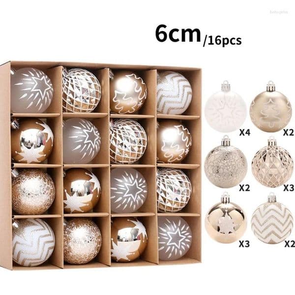 Party Decoration 16pcs 6cm Champagne Gold Christmas Balls Xmas Tree Hanging Ornaments Ball Pendants Home 2026 Year