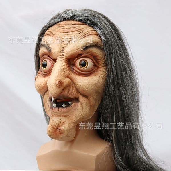 Halloween Horror long hair Witch Head Mask haunted house secret room escape scary scene costumes props 230721