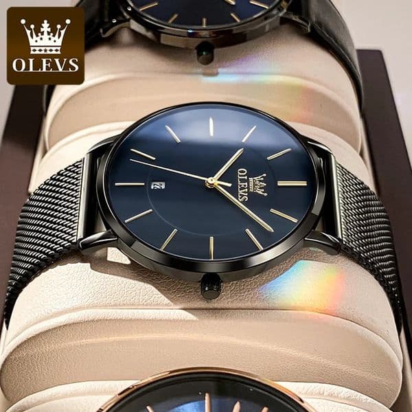 OLEVS 5869 Original Fashion Mens Watch Simplicity Dial Trendy Quartz Waterproof Date Milanese Mesh Belt Wristwatch 250915BJ