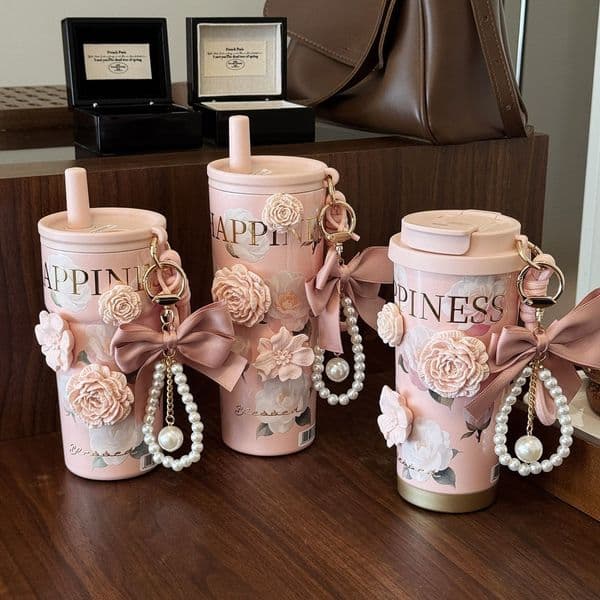 2026 Ceramic Inner Liner Insulated For Women Coffee Travel Mug Portable Straw Water Cup High Aesthetic New Model Free Shipping