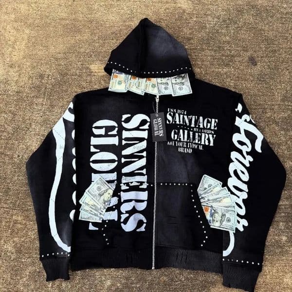 Harajuku Retro High Street Colorful Clothing American Hiphop Trendy Zipper Hoodie Men Rock Street Oversized Sweatshirt Women 250915BJ