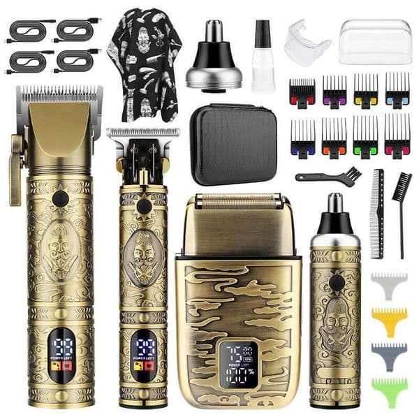 Mother And Child Set LCD Digital Display Hair Men's Oil Head Carving Push Clipper Electric Shaver Beard Men Shaver Rechargeable Baldheaded Best Hair Trimmer