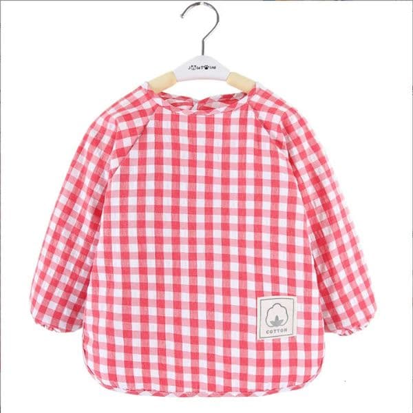 Summer baby Food Overalls Waterproof clothes bibs for boys girls Childrens clothing NoWash Apron cotton plaid sleeveless bibs 250915BJ