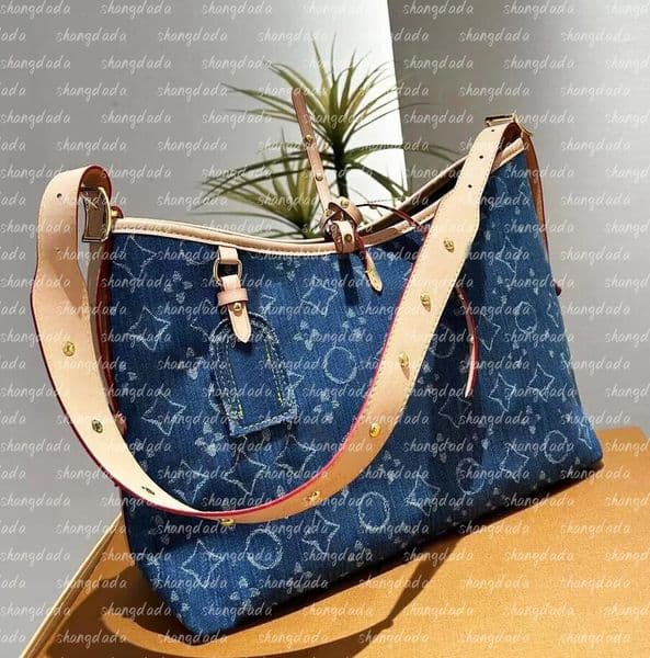 2025 designer bag Denim Vintage Shoulder Bag Women Tote Bags Handbag travel bag SUNSET Underarm Bag Print Purse on the go Backpack Gold Hardware Pouch Blue bag Clutch