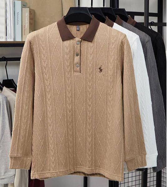 designer polo t shirt men long sleeve thin sweater men knit tshirt tee mens clothes for autumn winter
