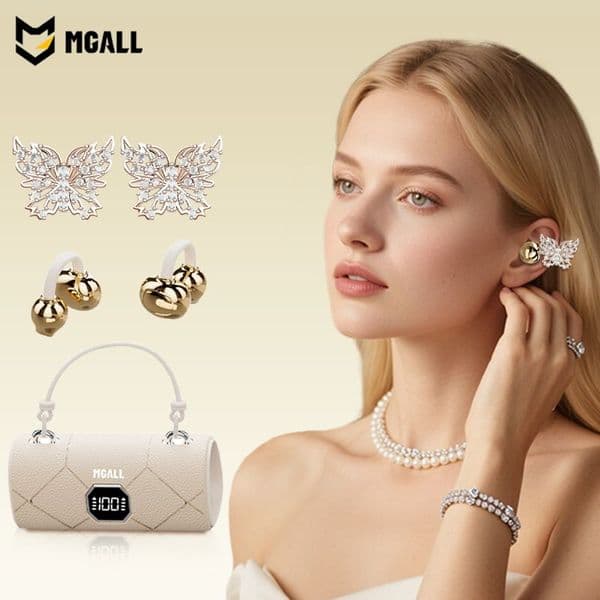 Earphones MGALL Stylish Luxury Handbag Design Featuring Butterfly-Shaped Earrings Wireless Clip-On Headset X22 HD Call Earbuds Z260605