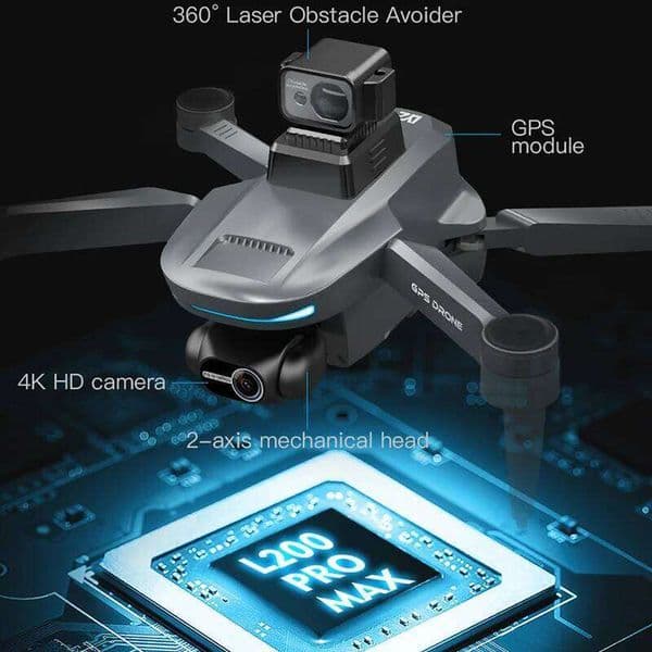 L200 PRO MAX GPS With 2-Axis Gimbal Professional Anti-Shake 4K HD Camera FPV Drone 360° Obstacle Avoidance Quadcopter Toys