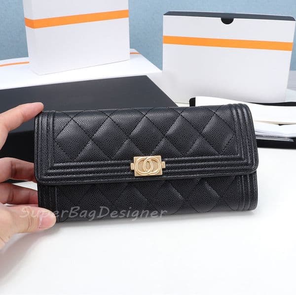 9A Leboy long wallet Purses Holders Fashion Single Passport Wallets Women HandBag gold caviar lambskin Leather Lady Plaid Purse Card Holder Duffle Luggage Clutch